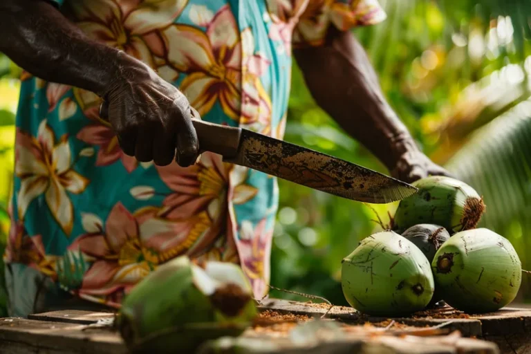 como abrir un coco con machete