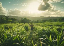 Cortar pasto con machete en Republica Dominicana