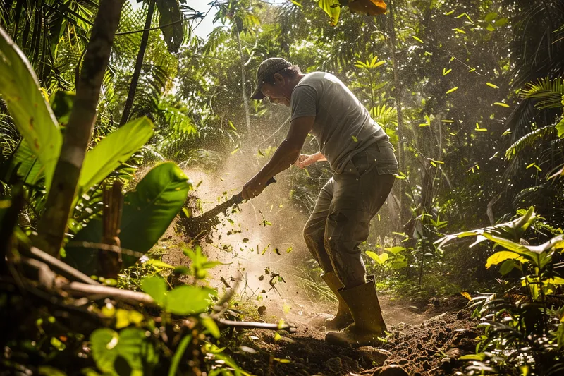 el machete en acción, herramienta clave en conservación de senderos